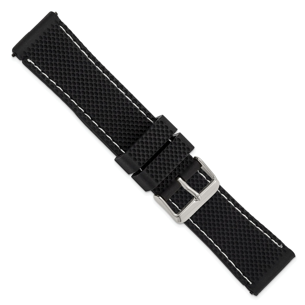 White Black Watch Band in Silicone Rubber, Textured - Sophia Jewelers