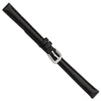 10mm Black Smooth Leather with Silver-tone Buckle 6.75 inch Watch Band - Sophia Jewelers