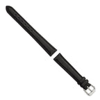 Black Smooth Leather Watch Band with Silver-Tone Buckle, 12mm - Sophia Jewelers