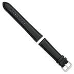 Black Smooth Leather Watch Band with Silver-Tone Buckle, 12mm - Sophia Jewelers