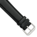 Black Genuine Leather Watch Band with Silver-Tone Buckle 20mm
