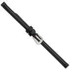 Black Smooth Leather Watch Band with Silver-Tone Buckle, 12mm - Sophia Jewelers