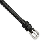 Black Smooth Leather Watch Band with Silver-Tone Buckle, 12mm - Sophia Jewelers