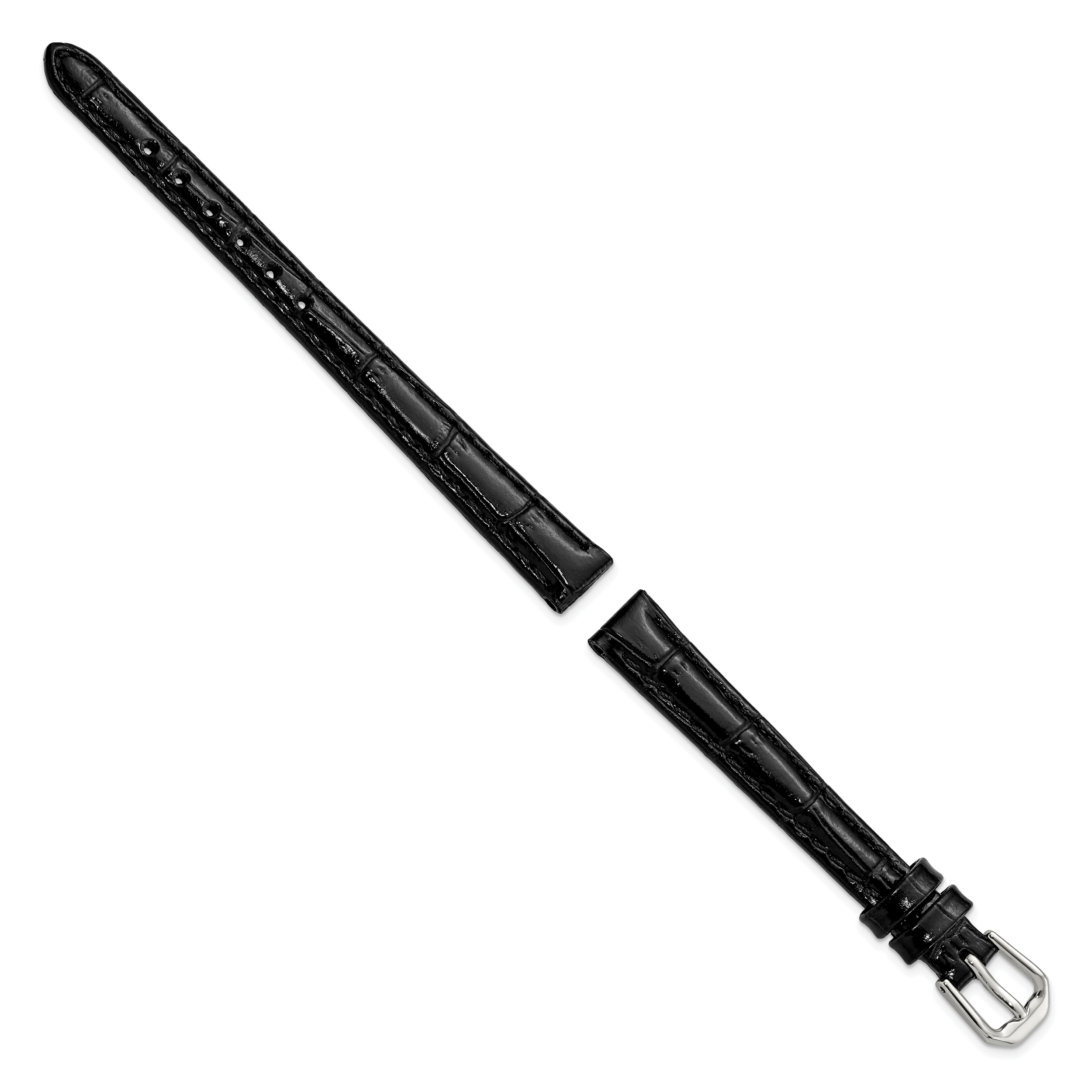 Crocodile Grain Leather Watch Band in Black, 19mm Secondary image
