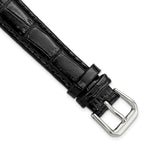 Crocodile Grain Leather Watch Band in Black, 19mm