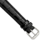 Crocodile Grain Leather Watch Band in Black, 19mm
