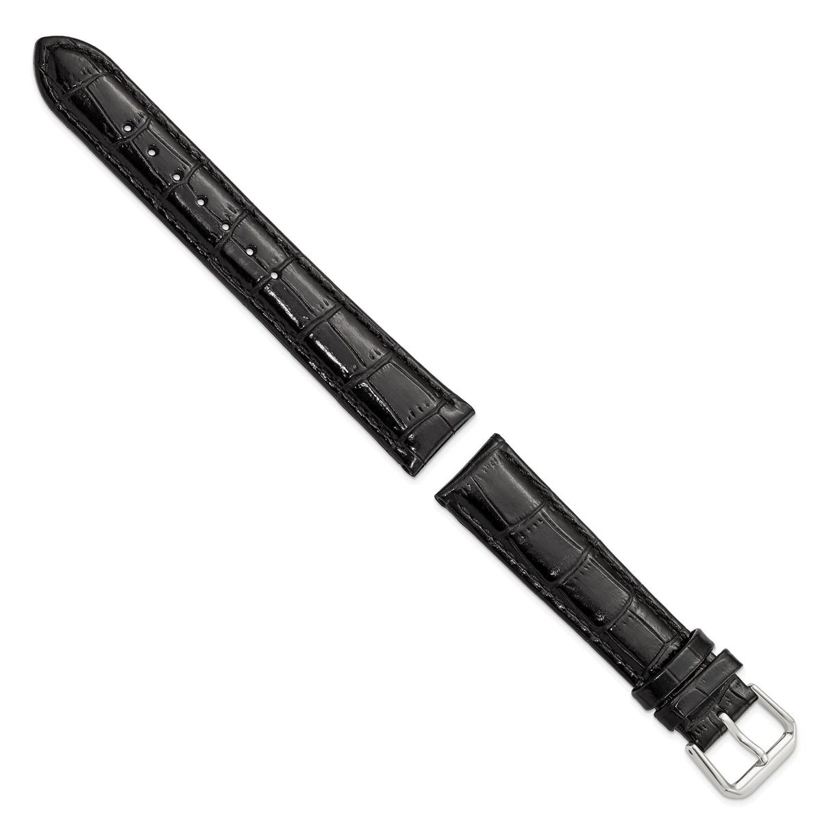 Crocodile-Grain Black Watch Band in Leather - Sophia Jewelers