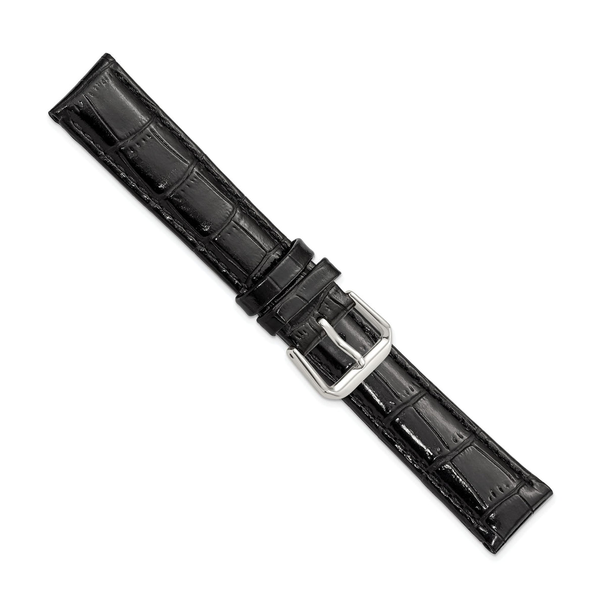 Crocodile-Grain Black Watch Band in Leather - Sophia Jewelers