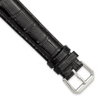 Crocodile Grain Leather Watch Band in Black, 19mm