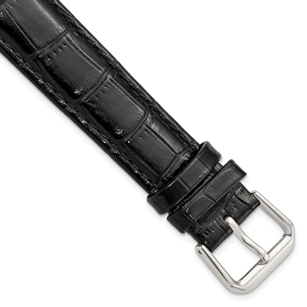Crocodile-Grain Black Watch Band in Leather - Sophia Jewelers