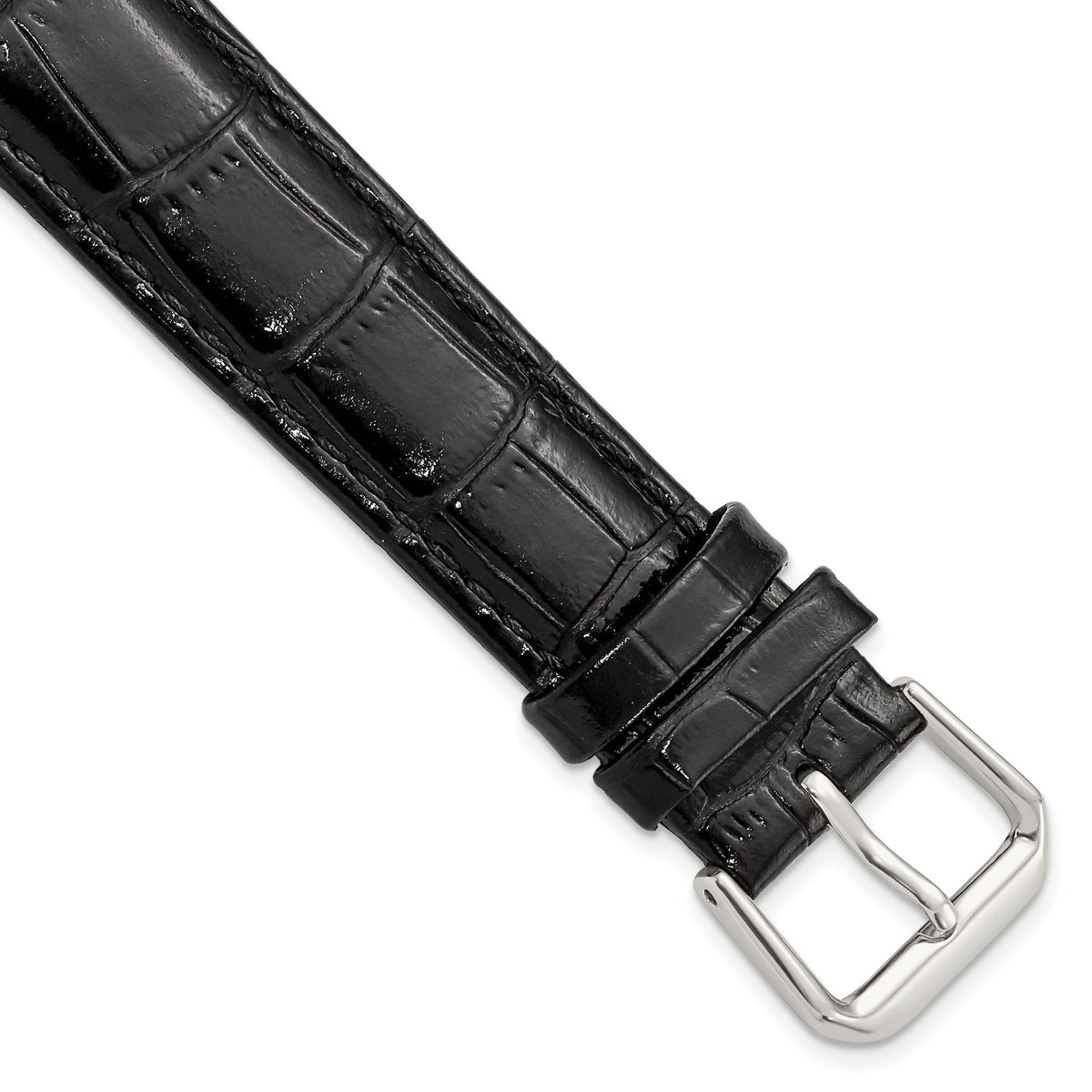 Crocodile-Grain Black Watch Band in Leather - Sophia Jewelers