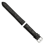 Crocodile-Grain Black Watch Band in Leather - Sophia Jewelers