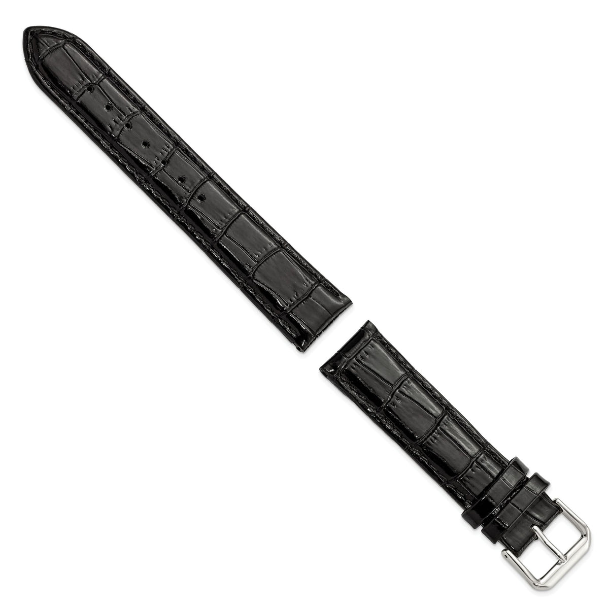 Crocodile-Grain Black Watch Band in Leather - Sophia Jewelers
