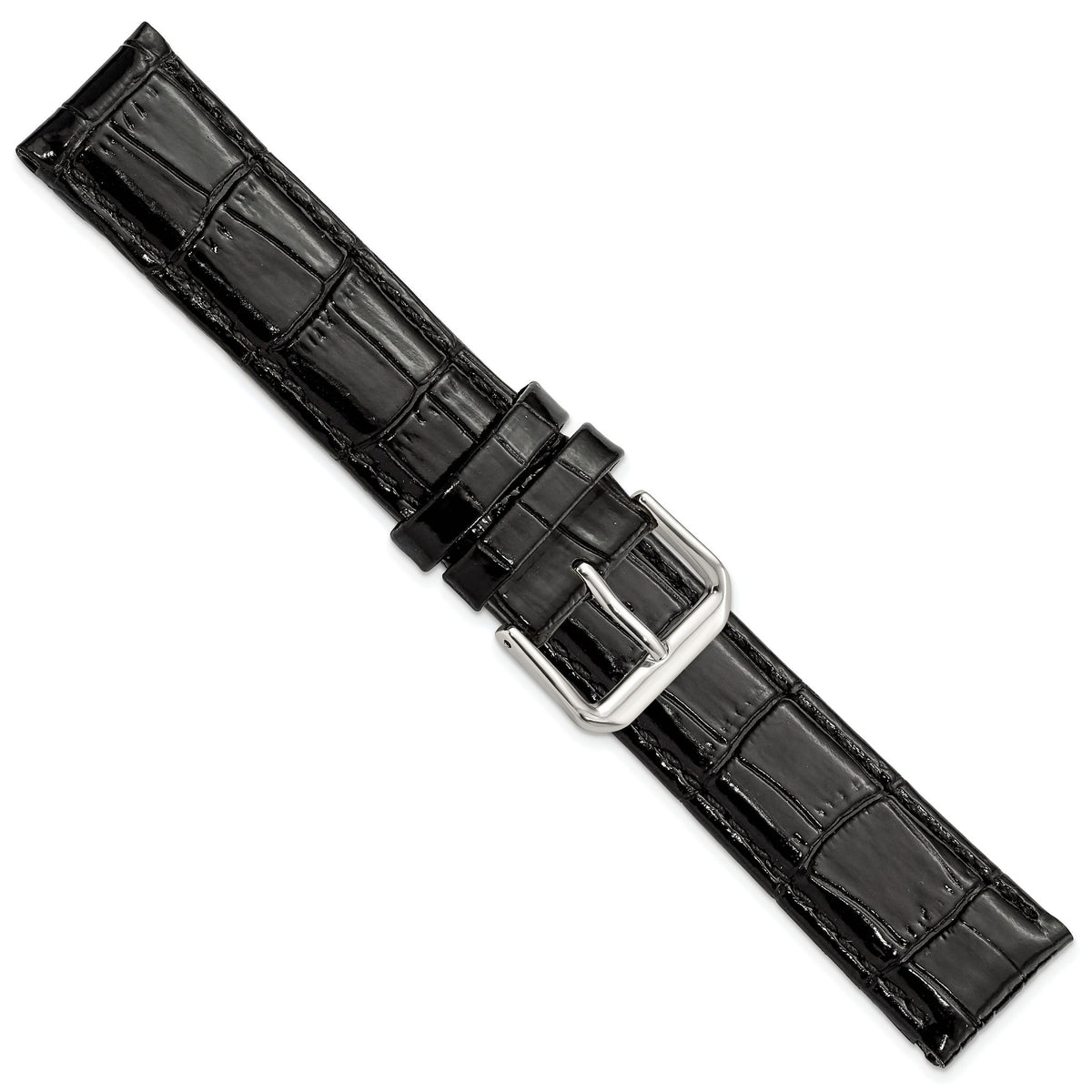Crocodile-Grain Black Watch Band in Leather - Sophia Jewelers