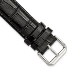 Crocodile Grain Leather Watch Band in Black, 19mm