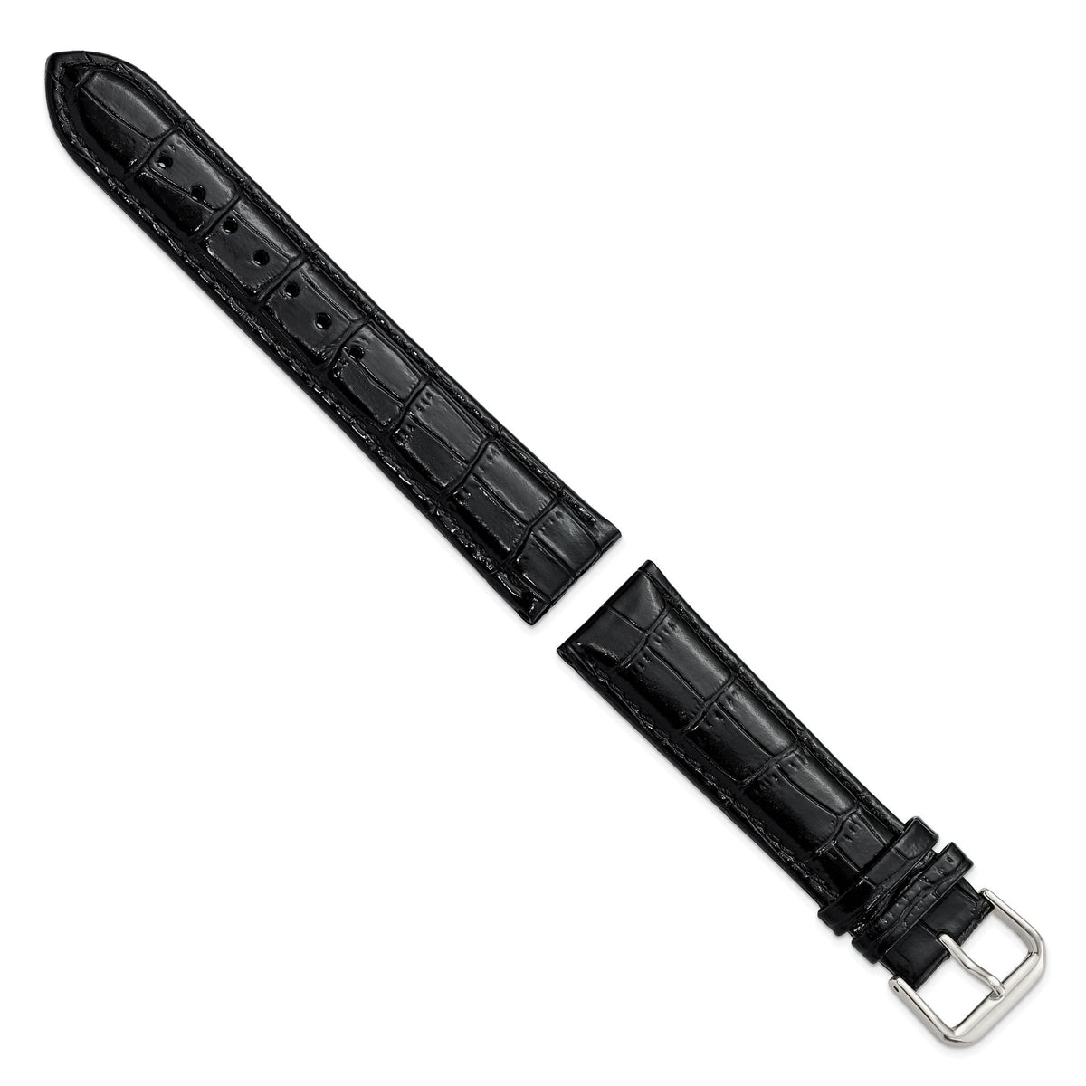 Crocodile-Grain Black Watch Band in Leather - Sophia Jewelers