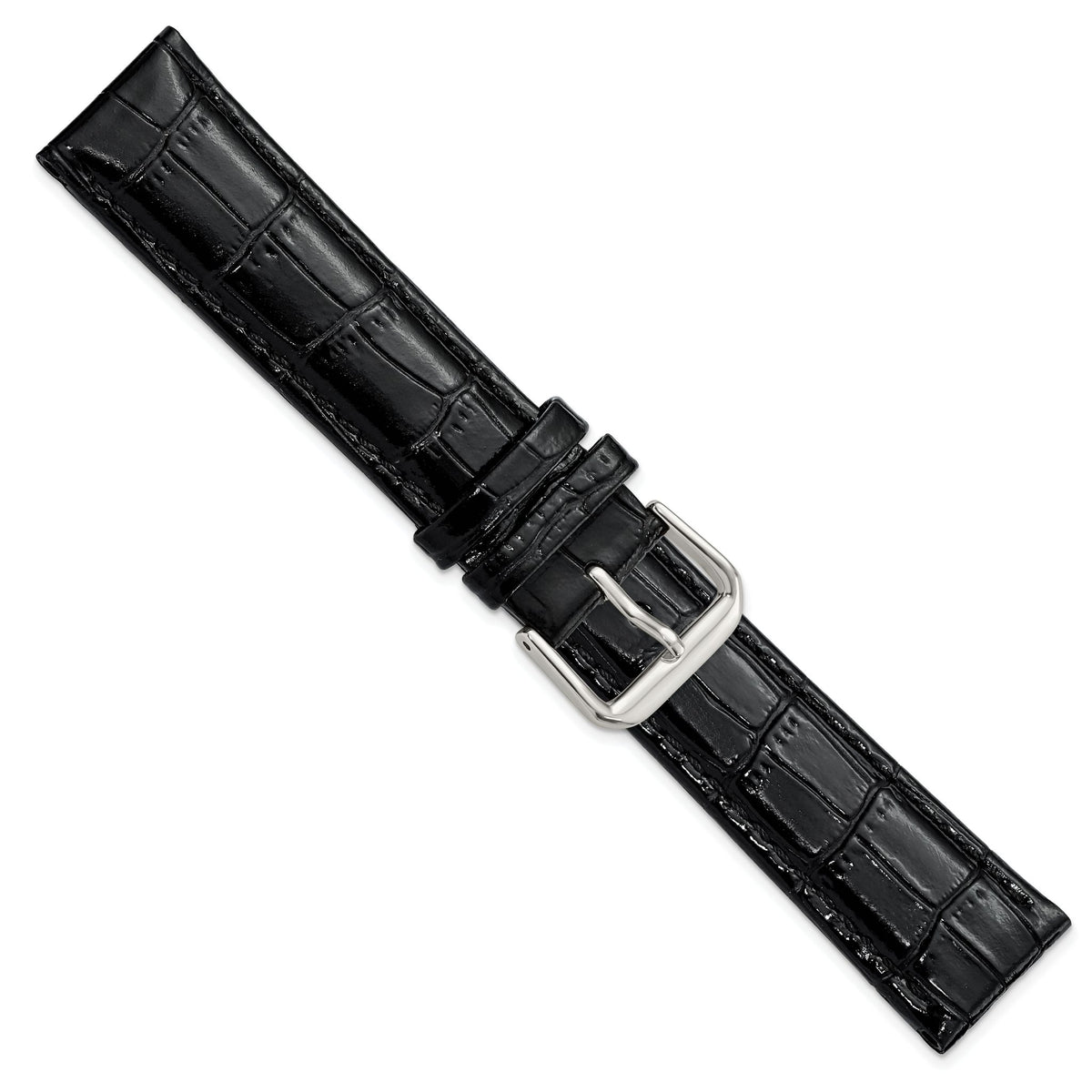Crocodile-Grain Black Watch Band in Leather - Sophia Jewelers