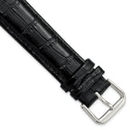 Crocodile Grain Leather Watch Band in Black, 19mm