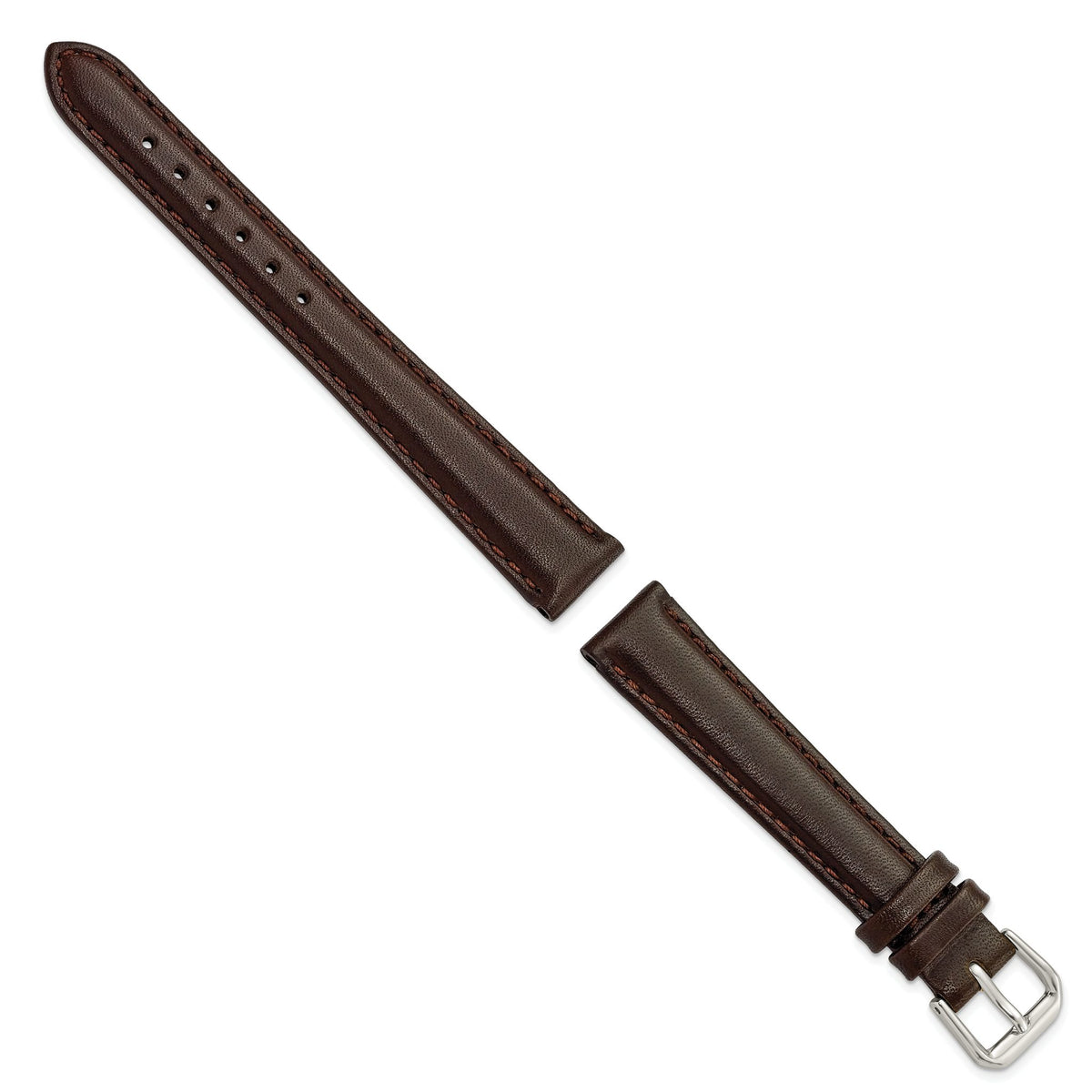 Smooth Dark Brown Watch Band in Leather - Sophia Jewelers