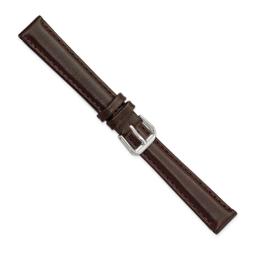 Smooth Dark Brown Watch Band in Leather - Sophia Jewelers