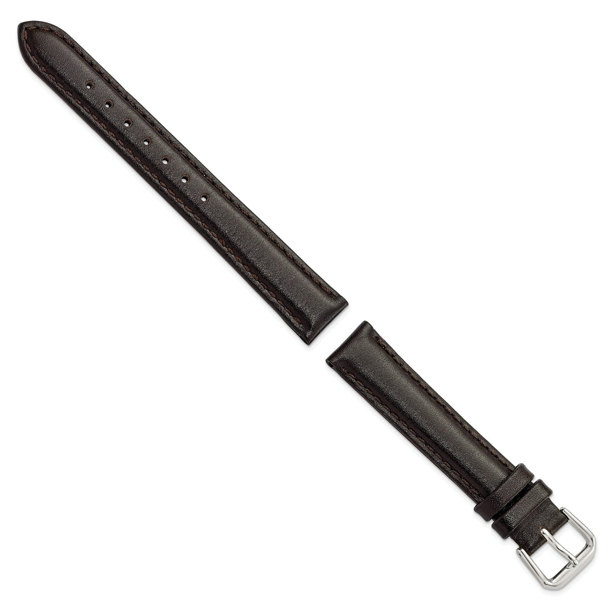 Smooth Dark Brown Watch Band in Leather - Sophia Jewelers