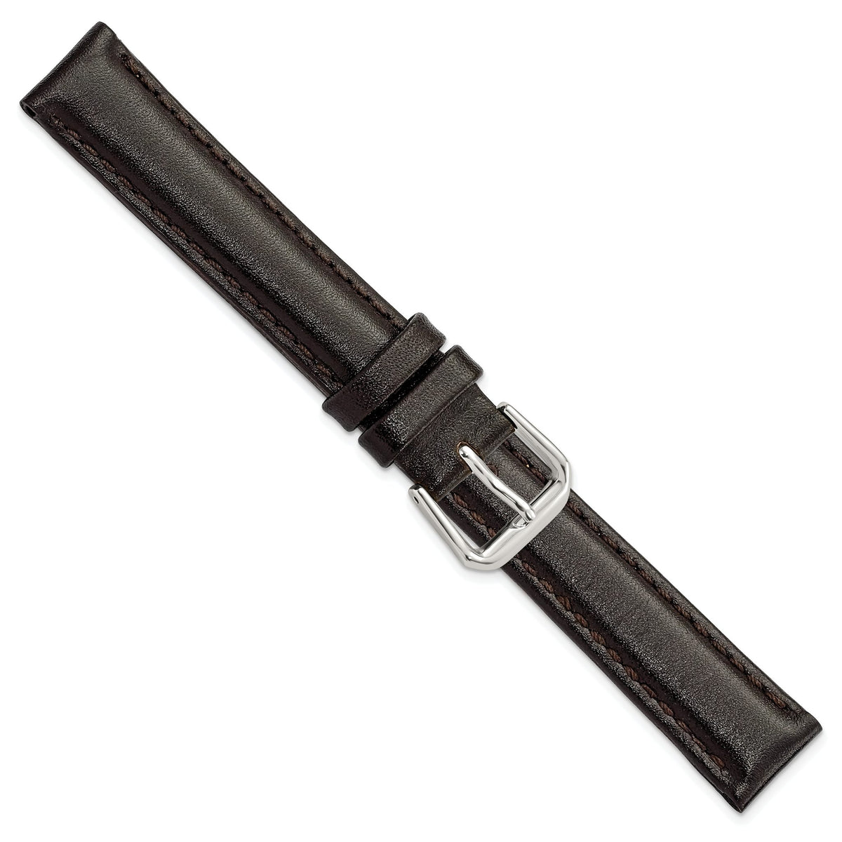 Smooth Dark Brown Watch Band in Leather - Sophia Jewelers