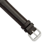 Smooth Leather Watch Band in Dark Brown with Silver-Tone Buckle, 16mm