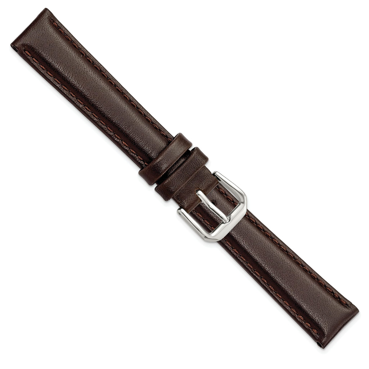 Smooth Dark Brown Watch Band in Leather - Sophia Jewelers