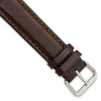 Smooth Leather Watch Band in Dark Brown with Silver-Tone Buckle, 16mm
