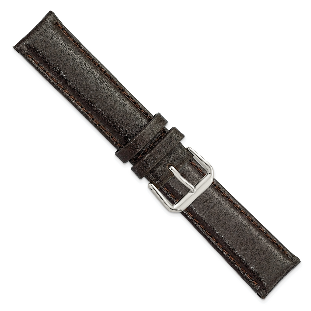 Smooth Dark Brown Watch Band in Leather - Sophia Jewelers