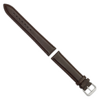 DeBeer 20mm Long Dark Brown Smooth Leather with Silver-tone Buckle 8.5 inch Watch Band