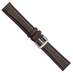 DeBeer 20mm Long Dark Brown Smooth Leather with Silver-tone Buckle 8.5 inch Watch Band