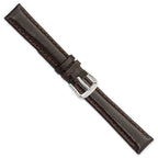 Smooth Leather Watch Band in Dark Brown with Silver-Tone Buckle, 12mm - Sophia Jewelers