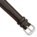 Smooth Leather Watch Band in Dark Brown with Silver-Tone Buckle, 12mm