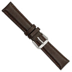 Smooth Leather Watch Band in Dark Brown with Silver-Tone Buckle, 12mm - Sophia Jewelers