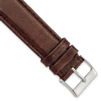 Smooth Leather Watch Band in Dark Brown with Silver-Tone Buckle, 12mm