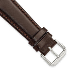 Smooth Leather Watch Band in Dark Brown with Silver-Tone Buckle, 12mm
