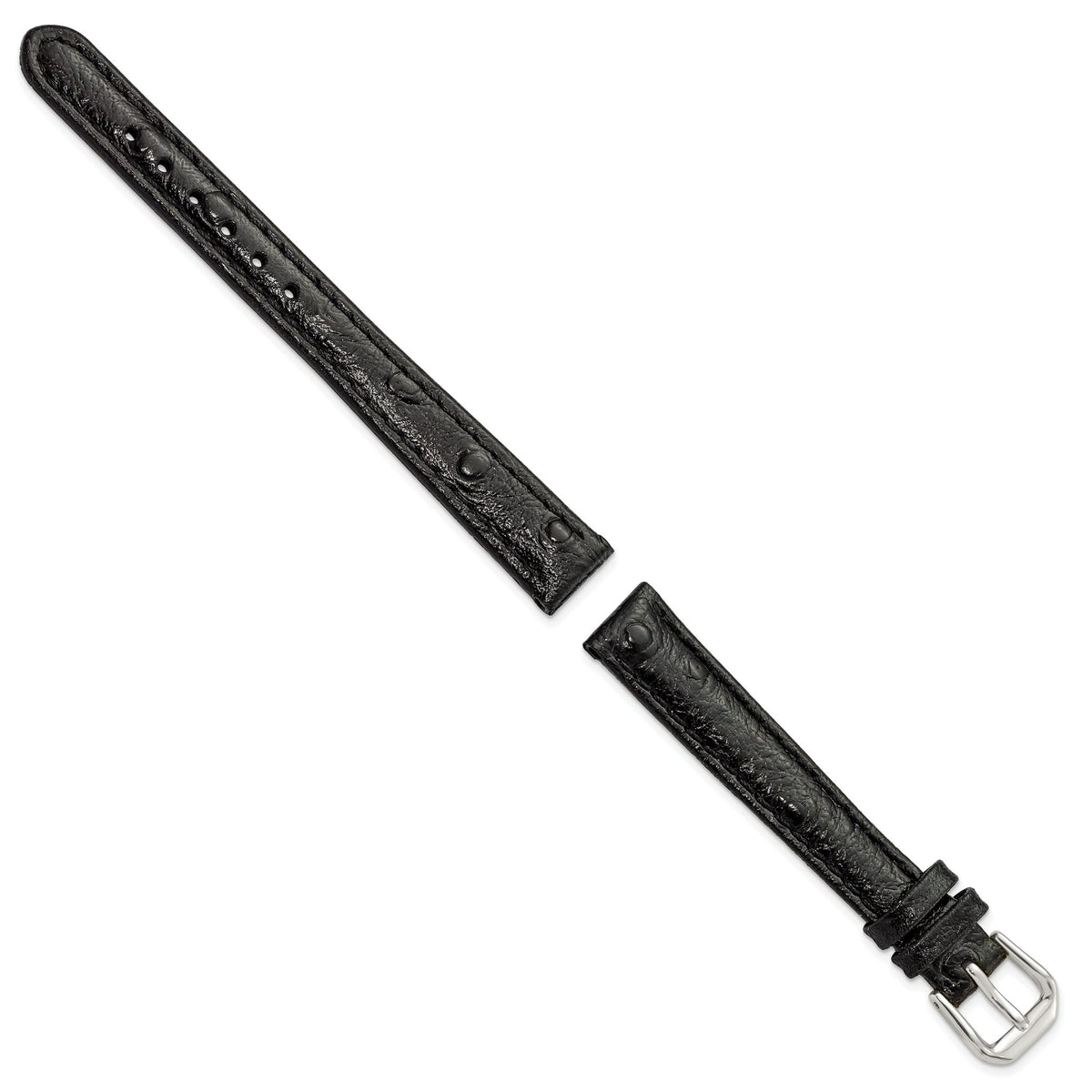Ostrich Grain Leather Watch Band in Black, 12mm - Sophia Jewelers