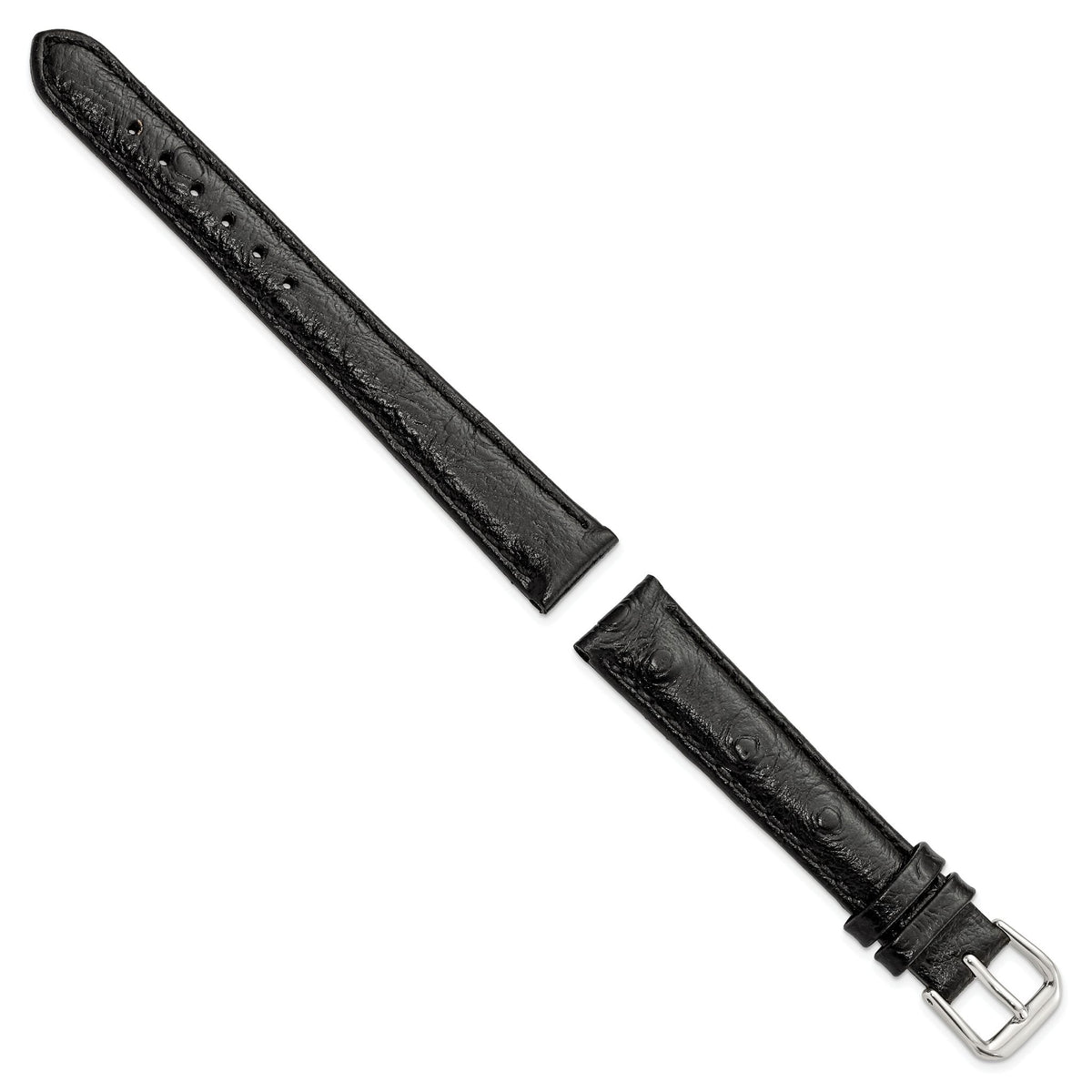 Ostrich Grain Leather Watch Band in Black, 12mm - Sophia Jewelers