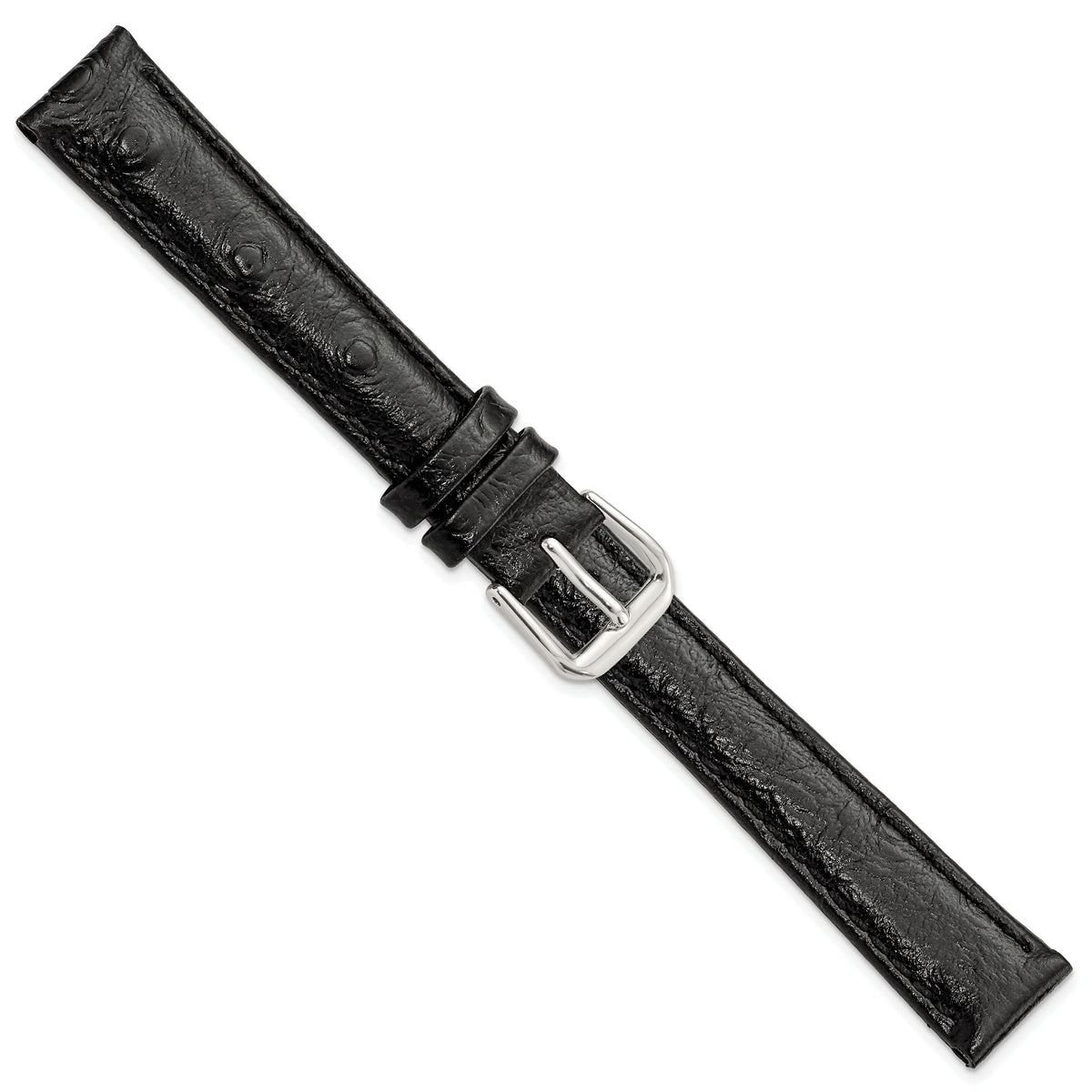 Ostrich Grain Leather Watch Band in Black, 12mm - Sophia Jewelers