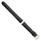Ostrich Grain Leather Watch Band in Black, 12mm - Sophia Jewelers