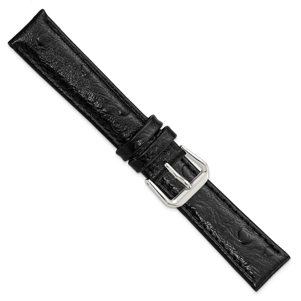 Ostrich Grain Leather Watch Band in Black, 12mm - Sophia Jewelers