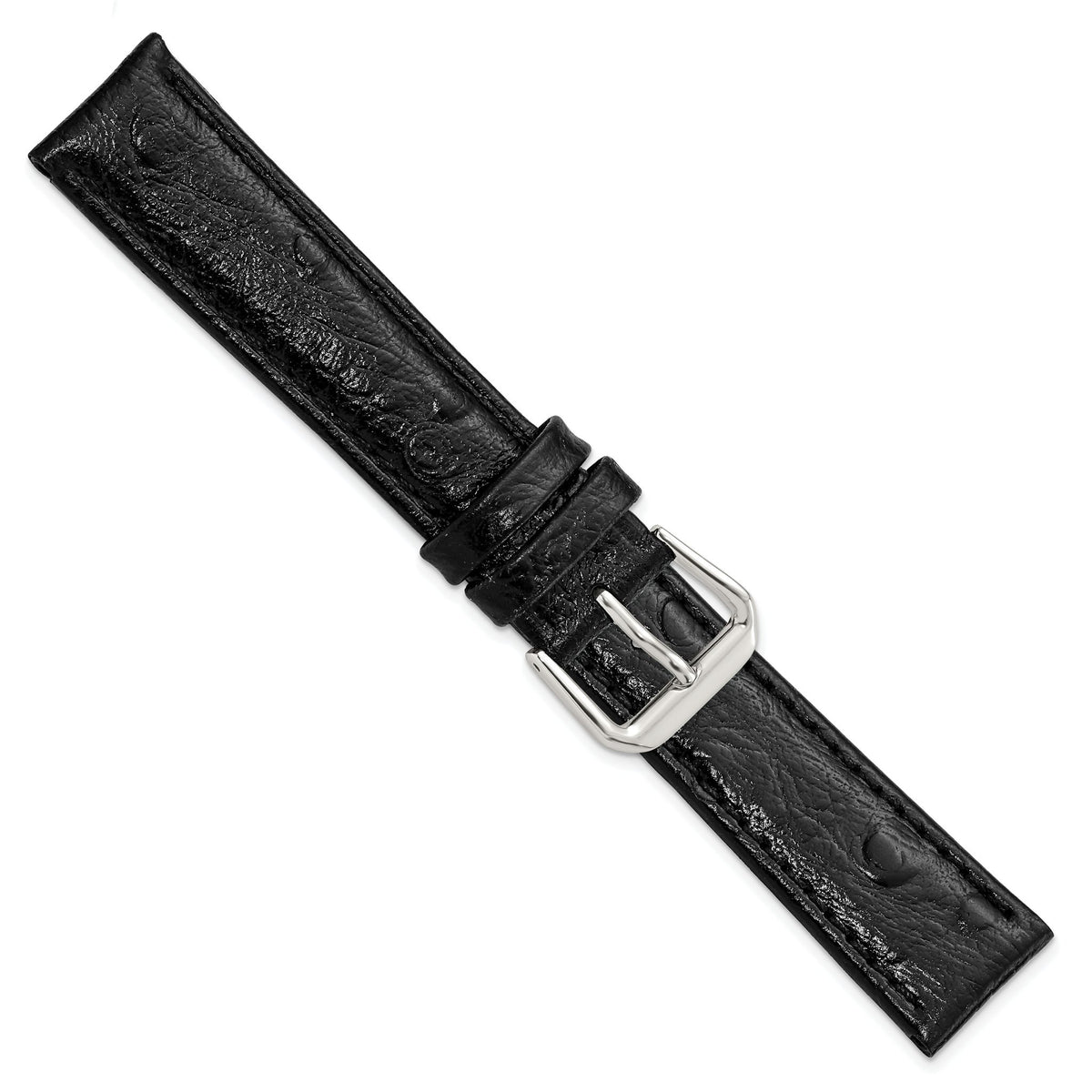 Ostrich Grain Leather Watch Band in Black, 12mm - Sophia Jewelers