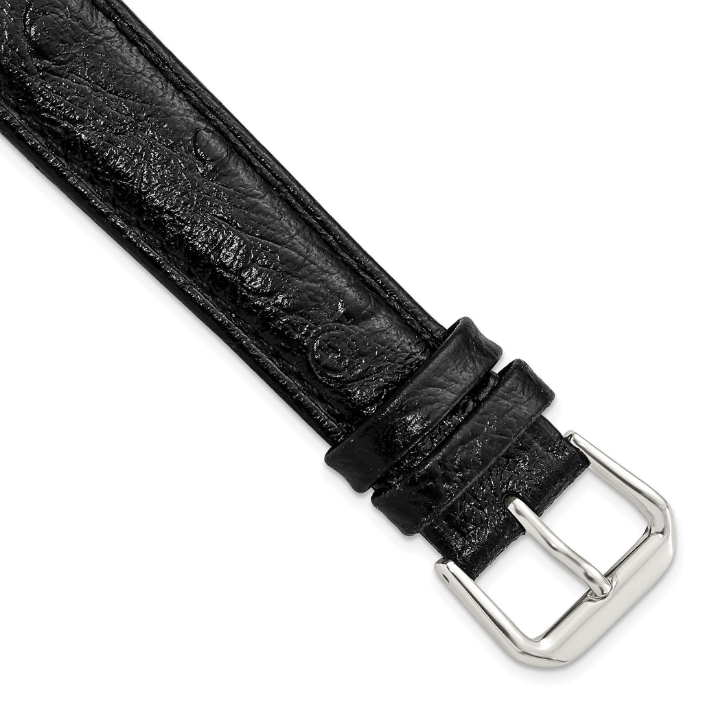 Ostrich Grain Leather Watch Band in Black, 12mm - Sophia Jewelers