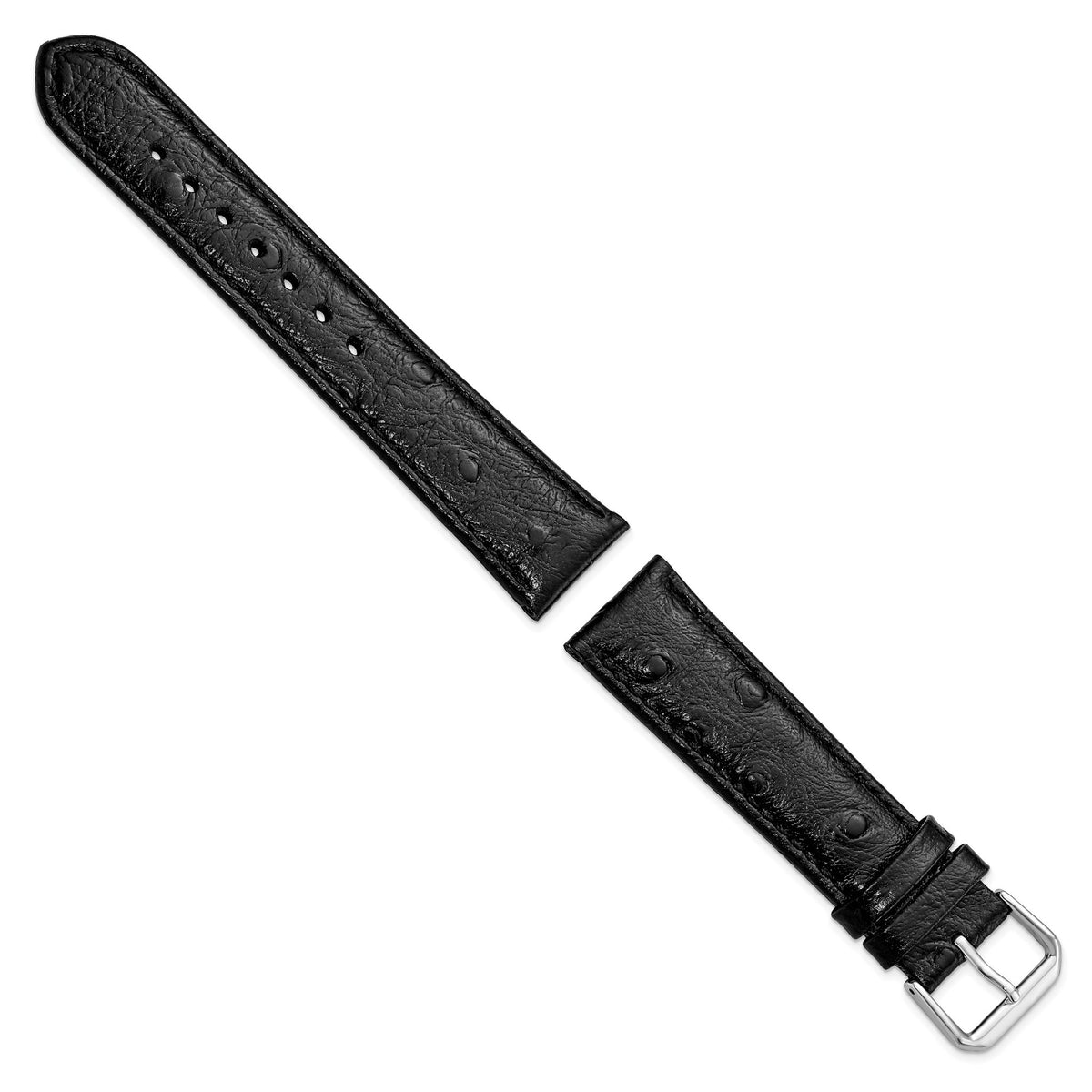 Ostrich Grain Leather Watch Band in Black, 12mm - Sophia Jewelers