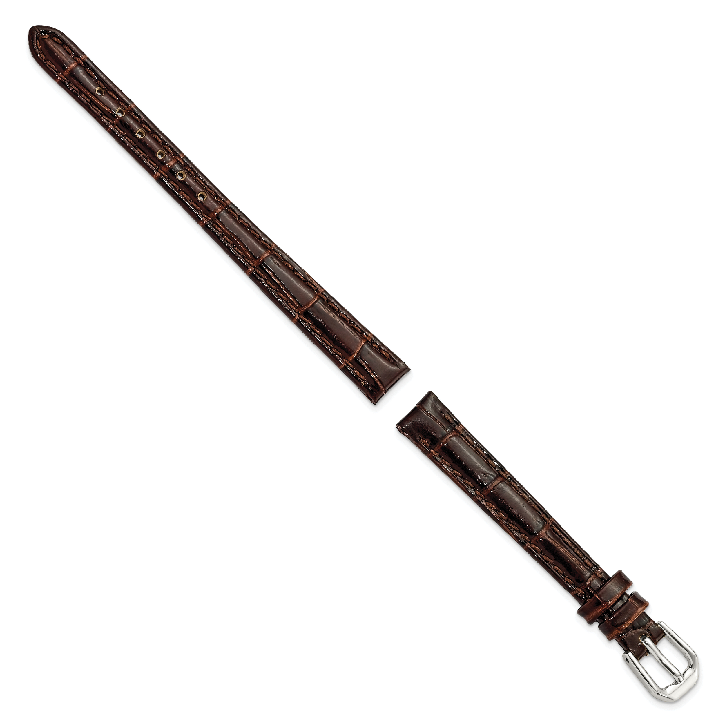 Crocodile Grain Leather Watch Band in Brown, 19mm Secondary image