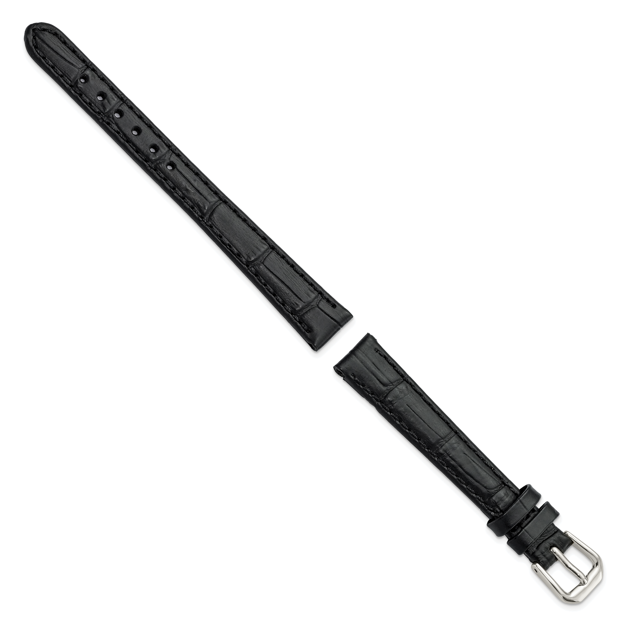 Alligator-Grain Leather Watch Band, Black Matte, 19mm Secondary image