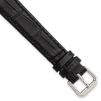 Alligator-Grain Leather Watch Band, Black Matte, 19mm