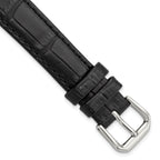 Alligator-Grain Leather Watch Band, Black Matte, 19mm
