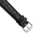 Alligator-Grain Leather Watch Band, Black Matte, 19mm